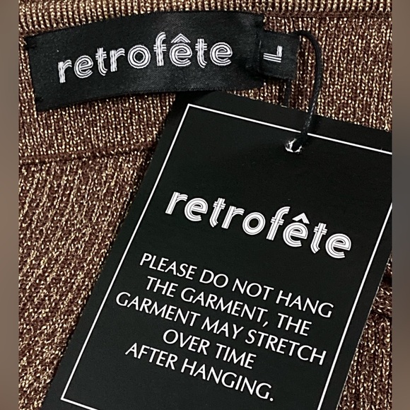 NWT Retrofete Brown Gold Sparkle Amster Ribbed Midi Sweater Dress - Sz L - Picture 7 of 9